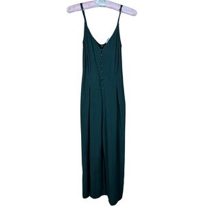 LA Hearts PacSun Forest Green Button Front Spaghetti Strap Jumpsuit